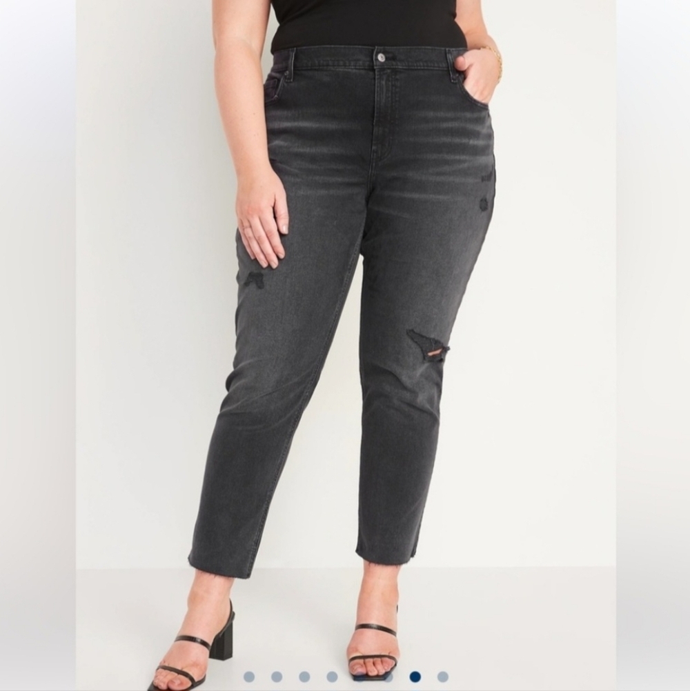 Old Navy Distressed Faded Black Low Rise Boyfriend Jeams Plus 18 New